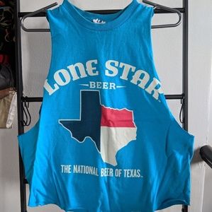 Hot Vintage Blue Sleeveless Lone Star Beer Top